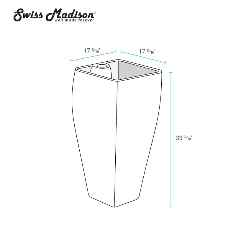 Charme One Piece Pedestal Sink - 17.3" x 17.3" 33.85"