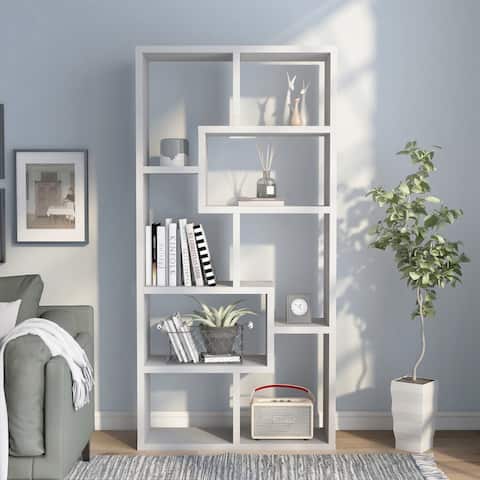 Furniture of America Geometric 8-Shelf Display Bookcase (71-Inch)