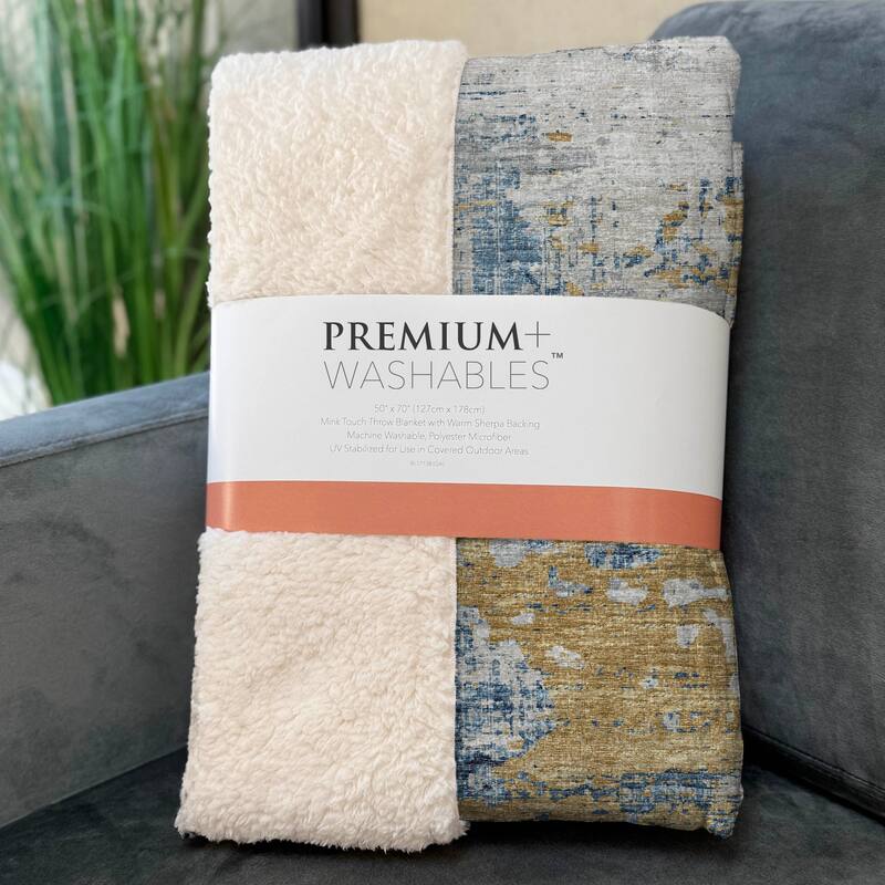 Premium Machine Washable ASB69 Abstract Modern Sherpa Throw Blanket