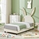 preview thumbnail 29 of 31, VECELO Wooden Cute Rabbit Twin Bed Frame with Upholstered Headboard, Kids Bed Frame Set of 2