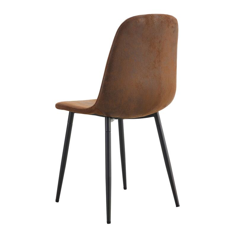 Set of 4 Modern Medieval Style Dining Chairs, Equipped with Soft Cushions and Black Metal Legs