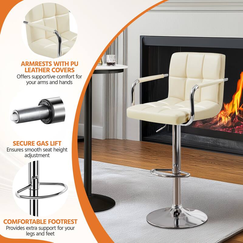 Yaheetech Bar Stools with 360-Degree Swivel and Adjustable Height- Set of 2