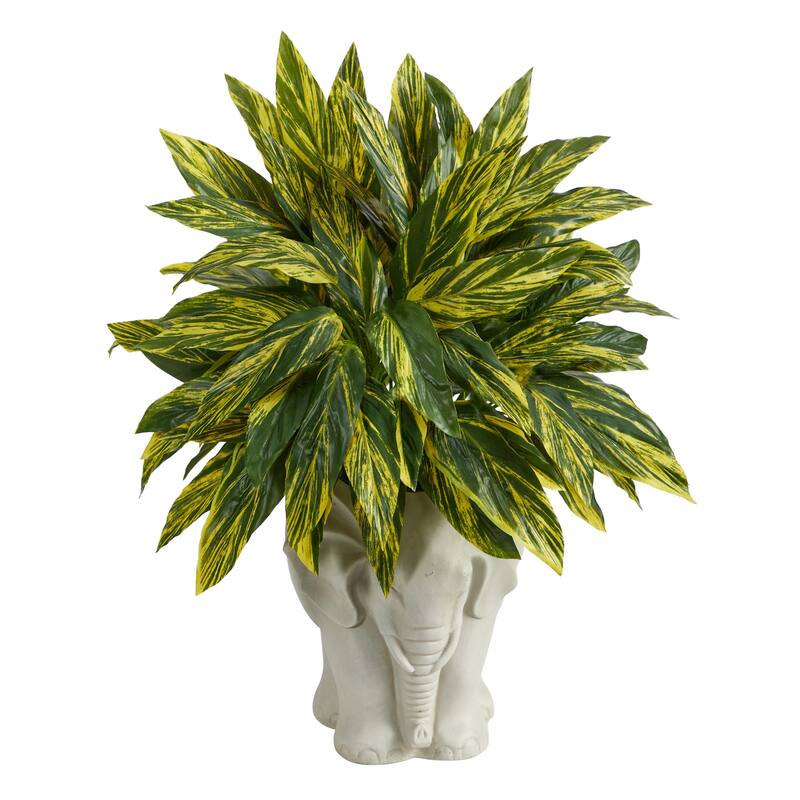Artificial Plants Set of 2 - 12 Inch Indoor Decor - Southwestern Style Red Planters - Home Office Living Room - Green - 25