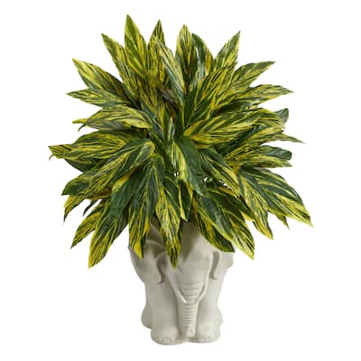 Artificial Plants Set of 2 - 12 Inch Indoor Decor - Southwestern Style Red Planters - Home Office Living Room - Green - 25