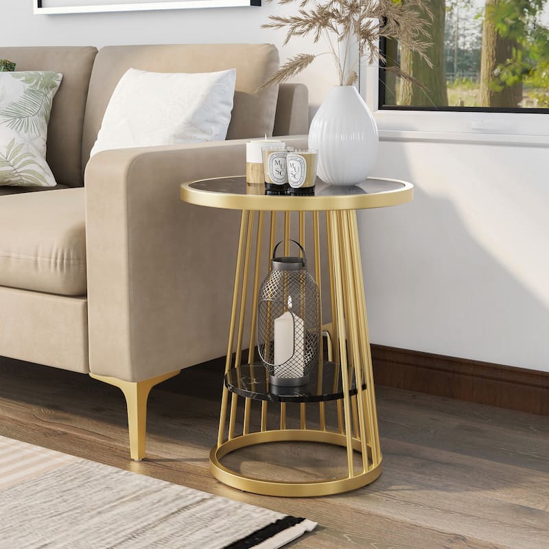 Alioto Contemporary 17-inch Steel 1-Shelf Side Table by Furniture of America - Glossy Black