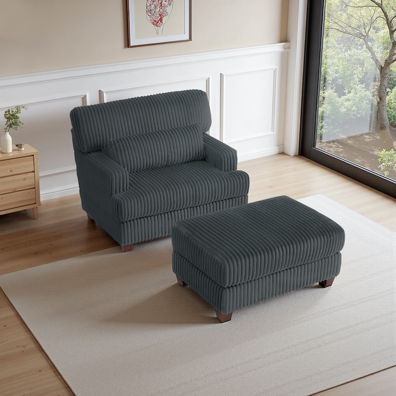 Oversized Chaise Longue Accent Chair with Ottoman