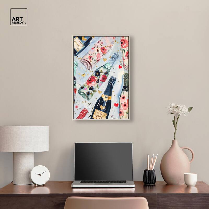 Fun Floral Champagne Canvas by Art Remedy