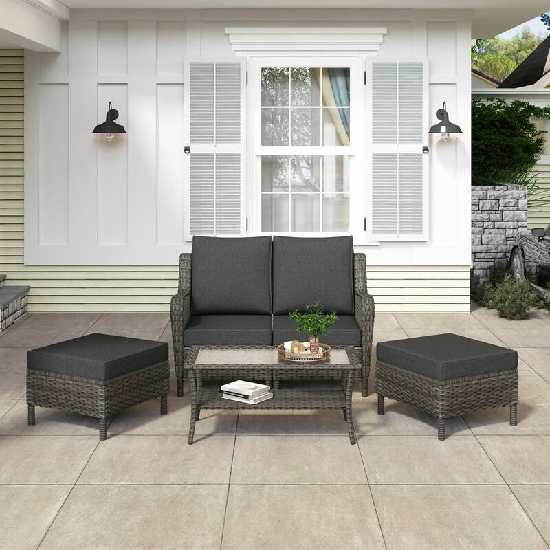 Rattan Outdoor Sectional Set with Modular Seating