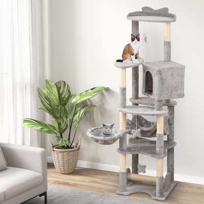 69 Inch Multi-level Cat Tree with Top Perch and Cozy Condo - 19.5" x 19.5"