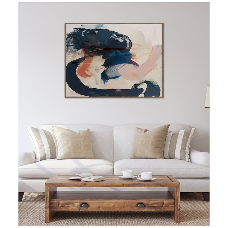 Kate and Laurel Sylvie Deep Blue Momentum I Framed Canvas by Amy Lighthall