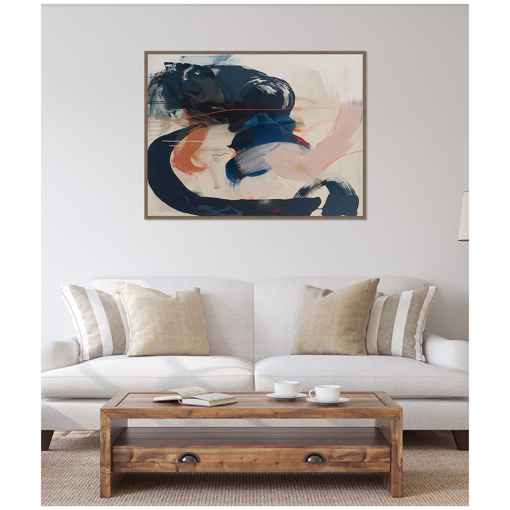 Kate and Laurel Sylvie Deep Blue Momentum I Framed Canvas by Amy Lighthall