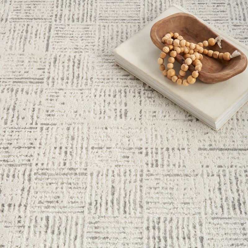 Nourison Elation Abstract Modern Ivory Grey Area Rug