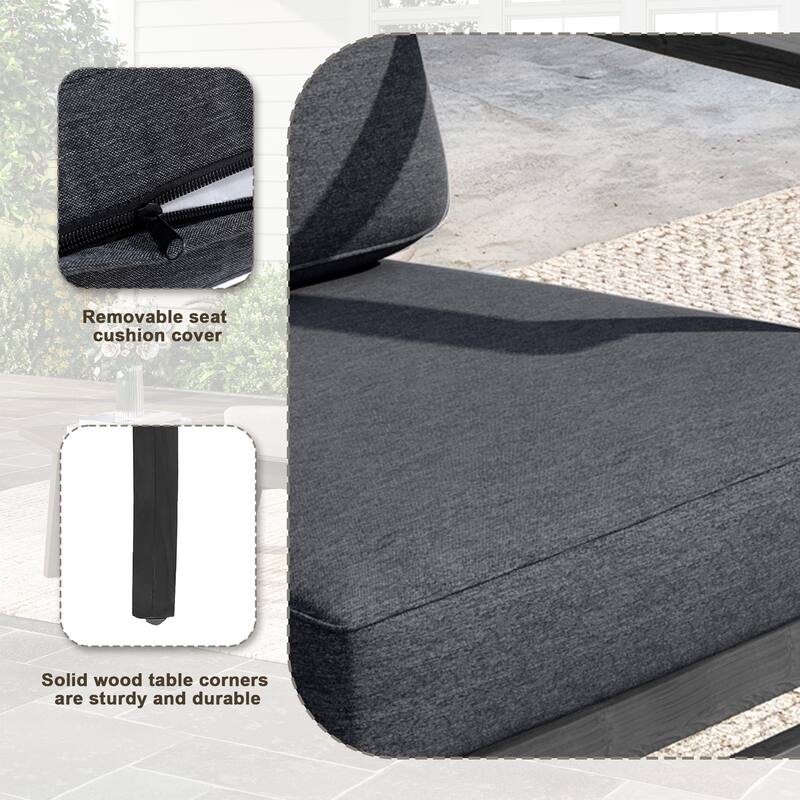 Outdoor Teak Wood Club Chairs with Cushions (Set of 2)