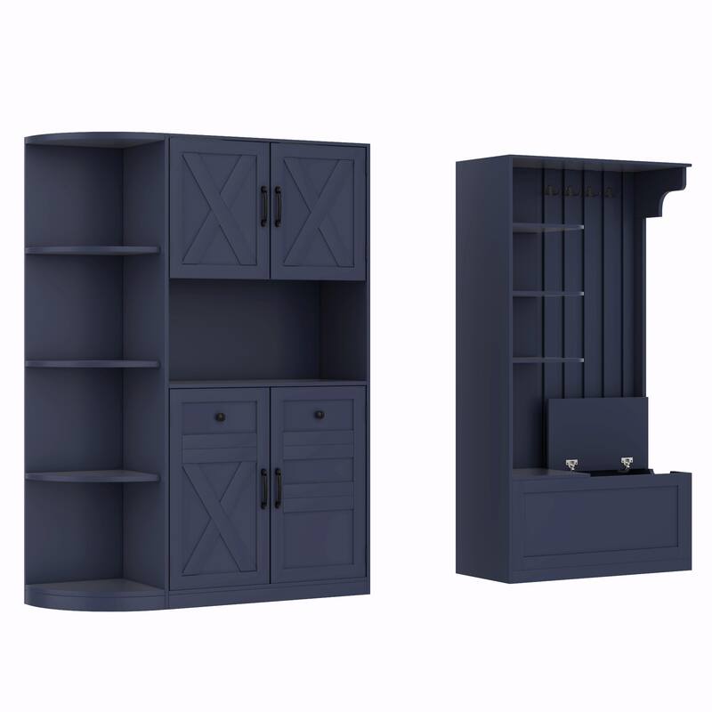 Multifunctional Left-Right Combination Hall Cabinet with Storage and 4 Hooks