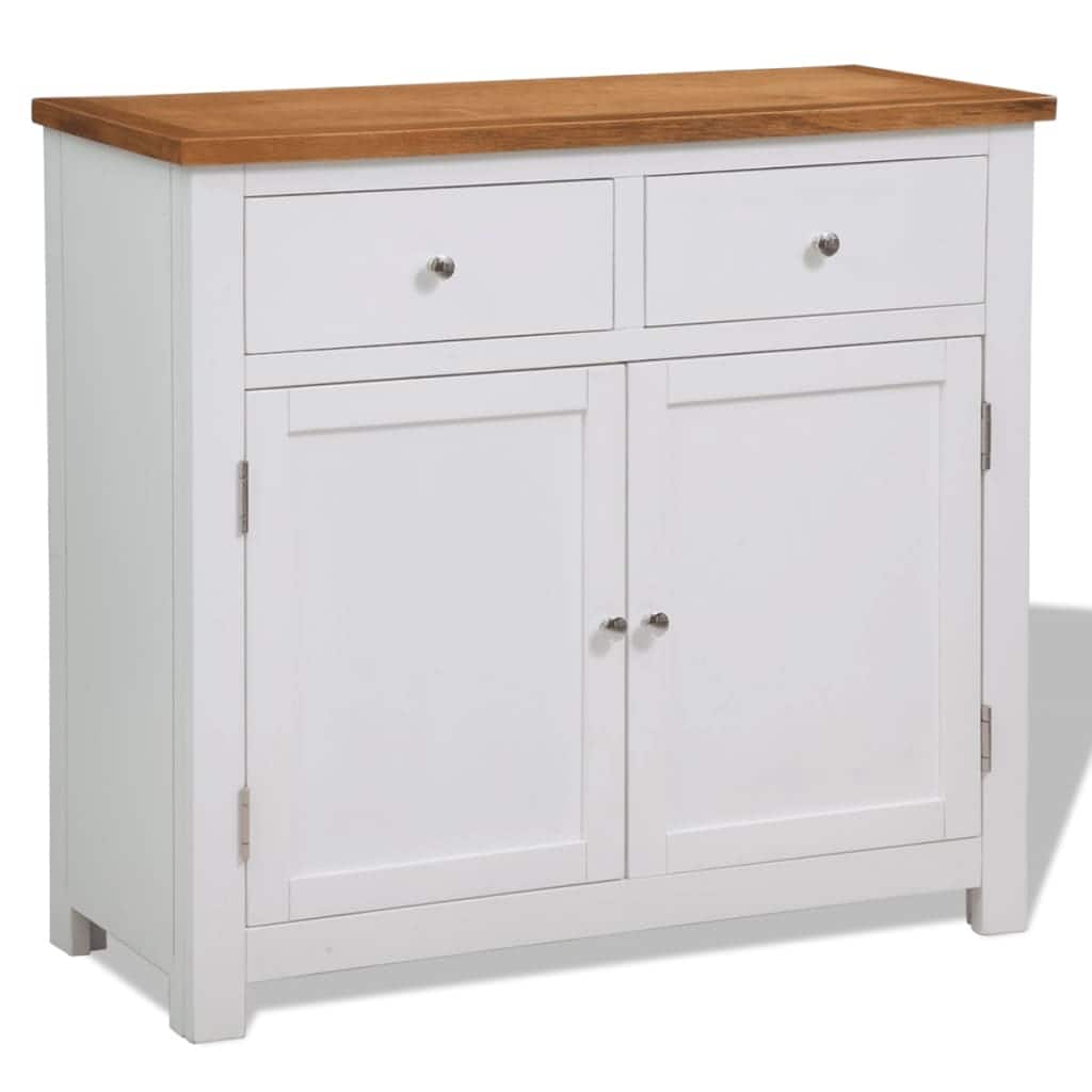 vidaXL Sideboard Bar Buffet Cabinet for Kitchen Dining Room Solid Wood Oak - 35.4"x13.2"x32.7" (W x D x H)