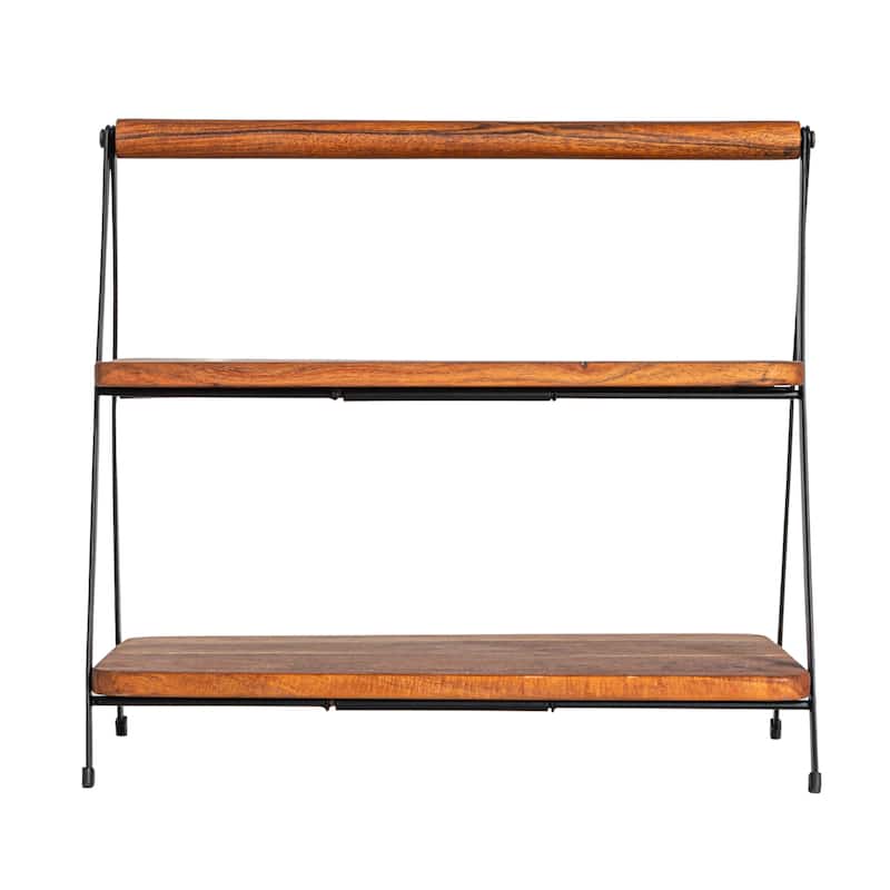 Acacia Wood 2-tier Serving Stand