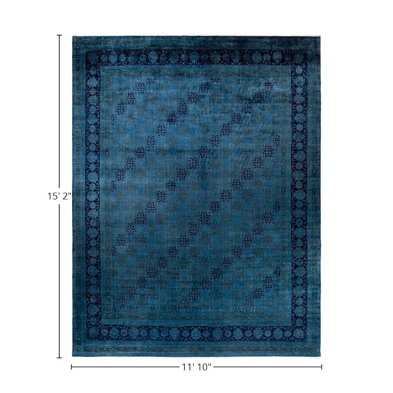 Overton Hand Knotted Wool Vintage Inspired Modern Contemporary Overdyed Gray Area Rug - 11' 10" x 15' 2"