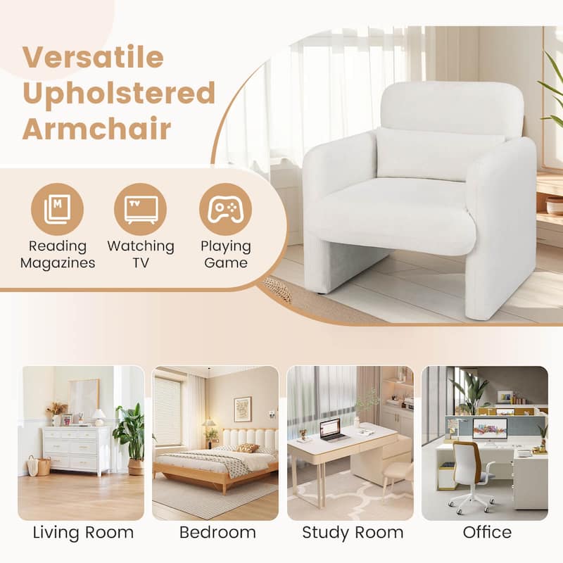 Costway 1/2 PCS Chenille Accent Chair with Removable Lumbar Pillow