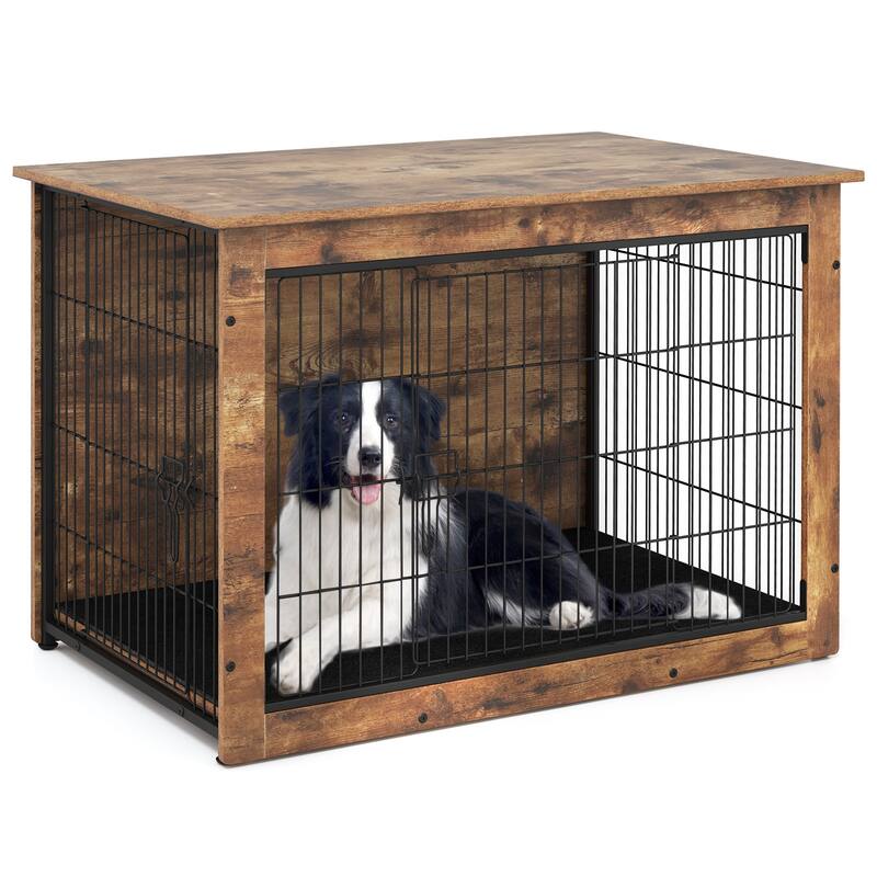 Gymax Dog Crate Furniture for Medium/Large Dogs 39'' Indoor Pet House - Brown