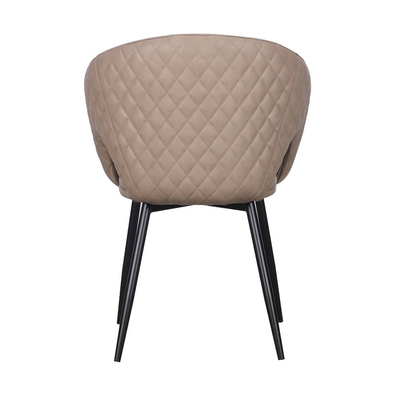 Dining Chair with PU Seat and Black Metal legs