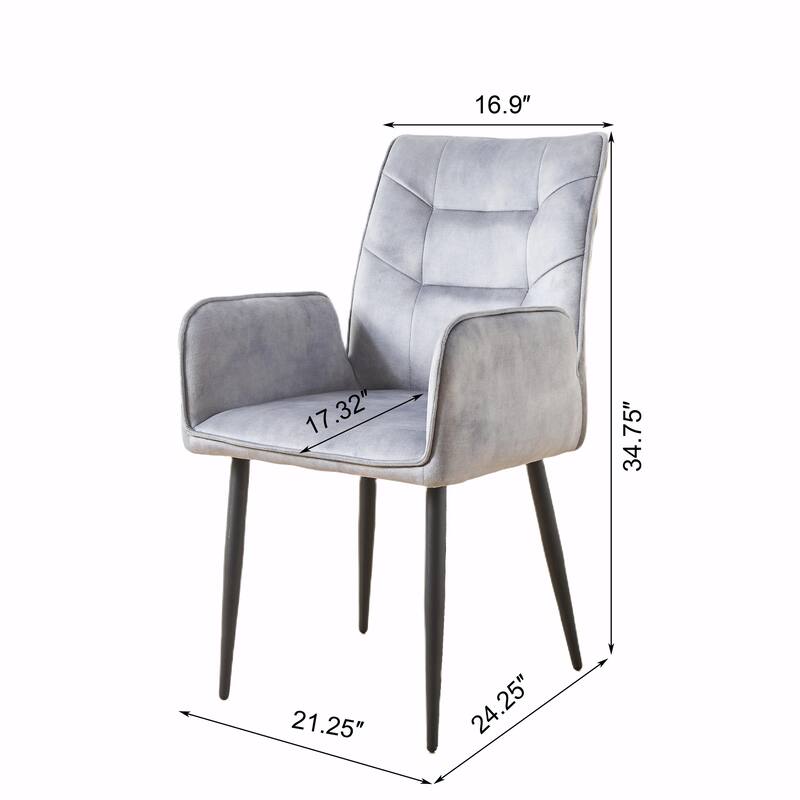 Velvet Dining Chairs (Set of 2) - Stain-Resistant, Iron Frame