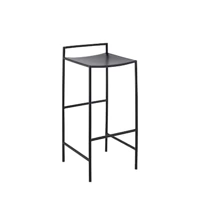 Bali 30" Coastal Contemporary Iron Saddle-Seat Low-Back Bar Stool with Foot Rest, by JONATHAN Y - 33"