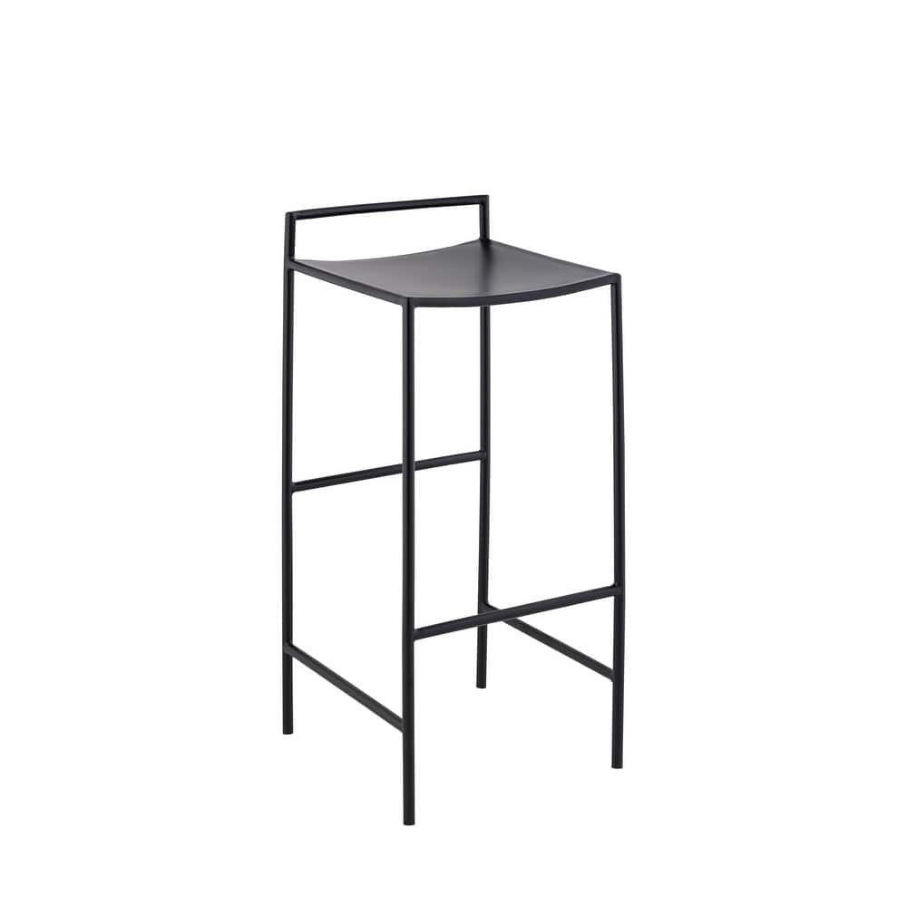 Bali 30" Coastal Contemporary Iron Saddle-Seat Low-Back Bar Stool with Foot Rest, by JONATHAN Y - 33"