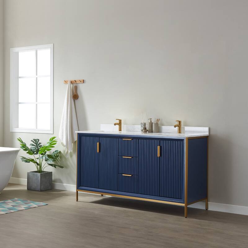 Granada 60" Vanity in Royal Blue with Countertop Without Mirror
