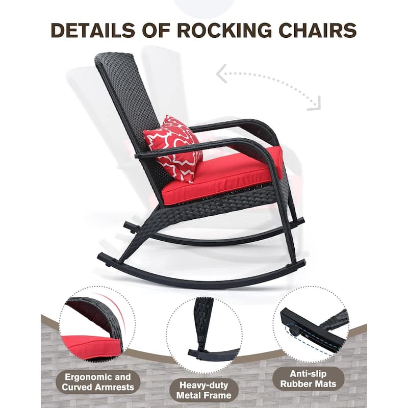 Outdoor Wicker Rocking Chair, Rattan Recliner