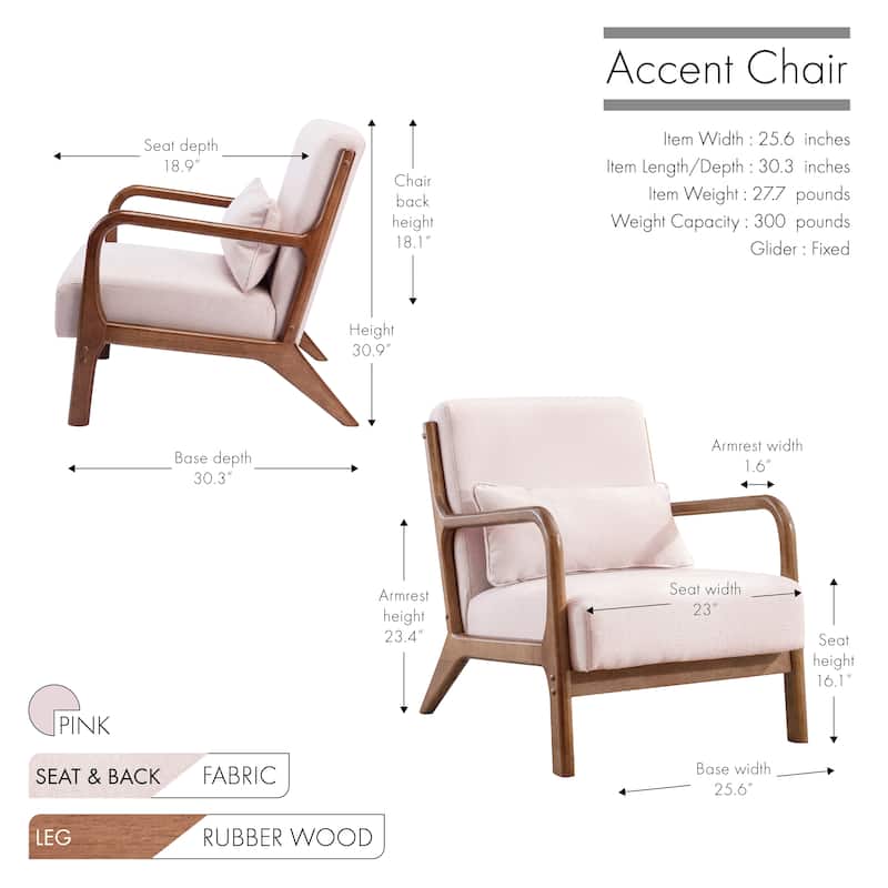 Porthos Home Ibby Accent Chair, Fabric Upholstery, Rubberwood Frame