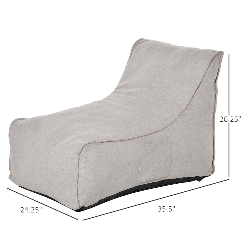 HOMCOM Bean Bag Chair, Large Foam Stuffed lounger Indoor Furniture with Washable Cover, Side Pockets and Backrest, Grey