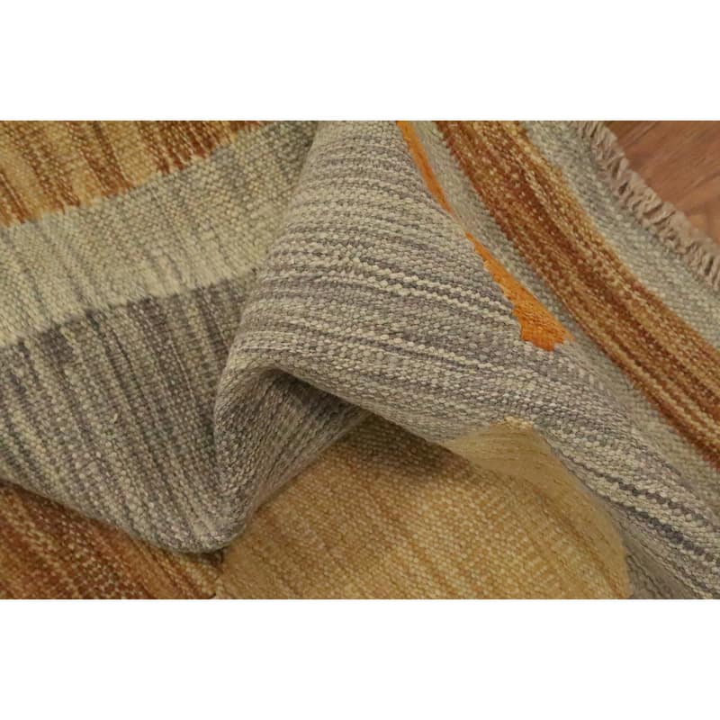 Hand Woven Oriental 100% Wool Carpet Southwestern Modern Multi-Colored Kilim Area Rug - 4' 11'' X 3' 0''