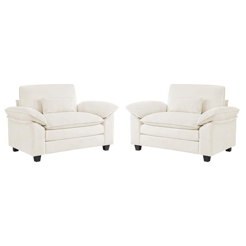The Modern Reading Chair With Arms Pillows, Upholstered Armchair Accent chair Set of 2 - 52"W X 54.6"D X 34.6"H