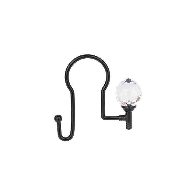 Utopia Alley Rustproof Zinc Double Shower Curtain Hooks for Bathroom, Crystal Design, Set of 12