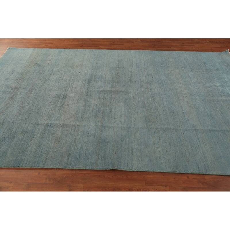 Aqua Blue Modern Gabbeh Oriental Area Rug Handmade Wool Carpet - 6'7" x 9'6"