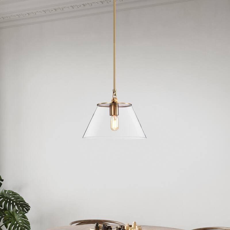 Dover 1 Light Medium Pendant Vintage Brass with Clear Glass - Vintage Brass