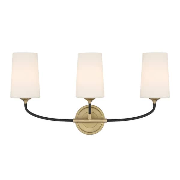 slide 2 of 6, Crystorama Lighting Group NIL-70013 Niles 3 Light 24" Wide Vanity Black Forged / Modern Gold
