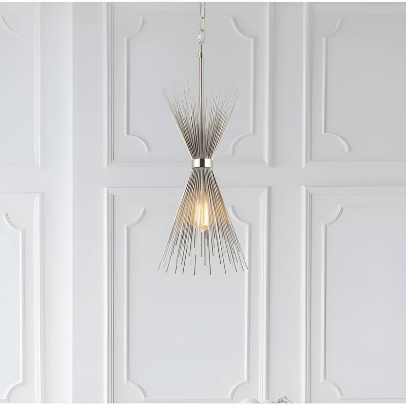 1 Light Sleek Metal Radiating Quills Pendant Lamp Spike Small Chandelier