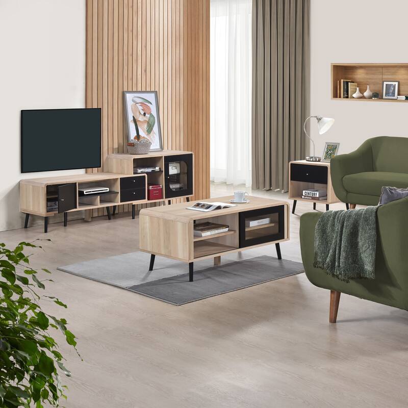 Nathan Collection Modern Wood 75-Inch TV Stand with Storage - 75"L x 16"W x 26"H