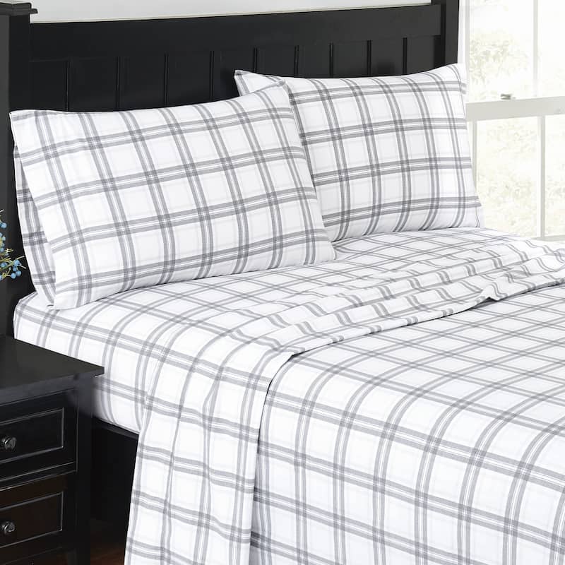 London Fog Solid and Printed Cotton Flannel Sheet Set Collection