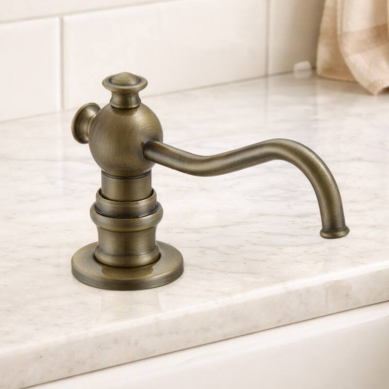Whitehaus 5" Deck Mount Solid Brass Kitchen Soap And Lotion Dispenser