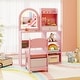 preview thumbnail 14 of 18, Gymax Kids Vanity Set Princess Girls Makeup Vanity Desk w/ 3-Color LED