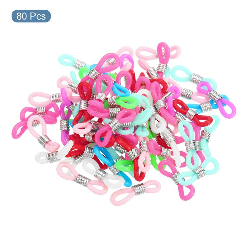 80pcs Eyeglass Chain Connector Silicone Strap Holder Chain End Loop - Multicolor