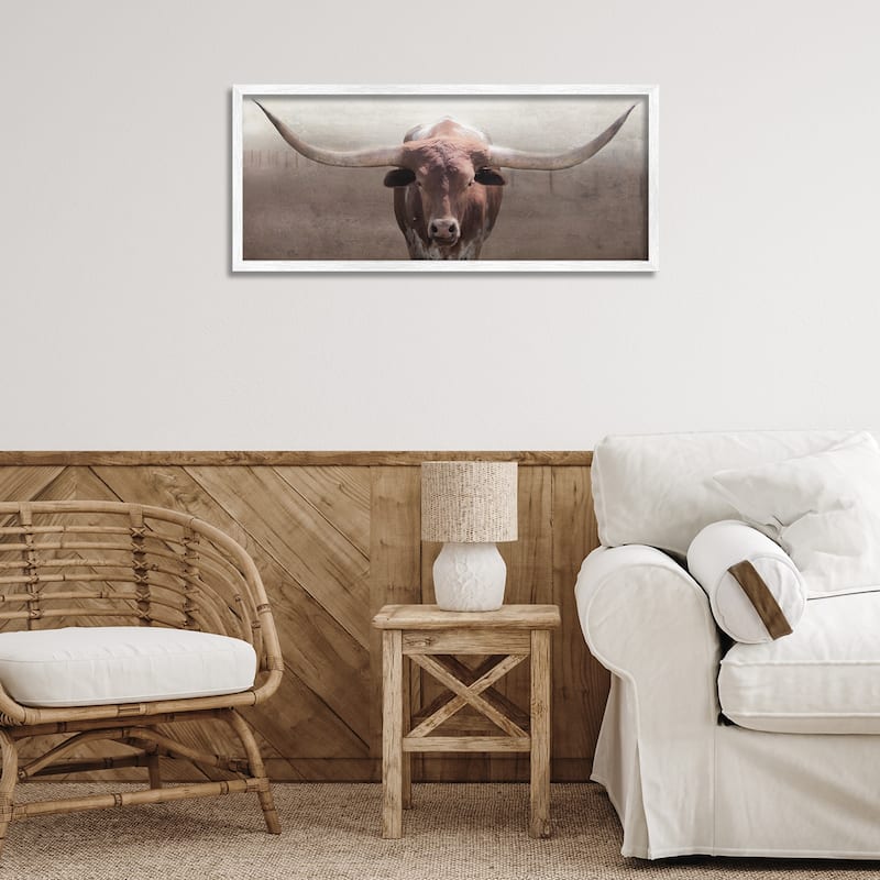 Stupell Rustic Western Longhorn Framed Giclee Art Design By Carol Robinson