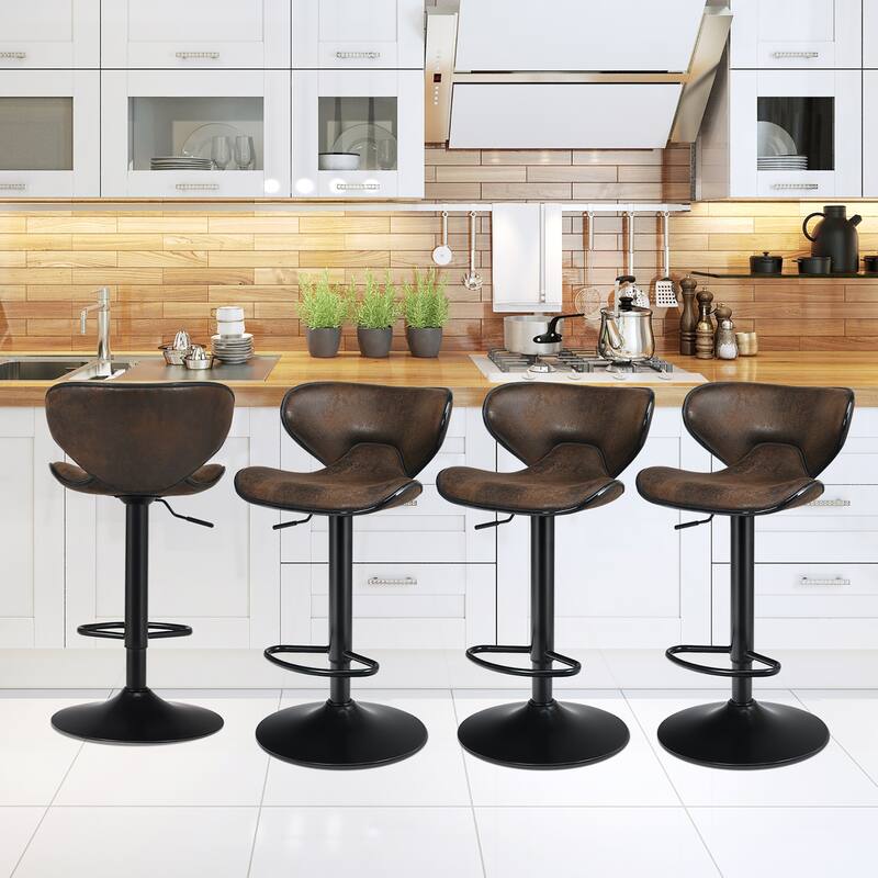 Costway Set of 4 Adjustable Bar Stools Swivel Bar Chairs Pub Kitchen