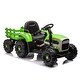 preview thumbnail 37 of 70, Electric Ride-On Tractor and Trailer for Kids, 24V, Bluetooth, Remote Control, and Safety Belt Green