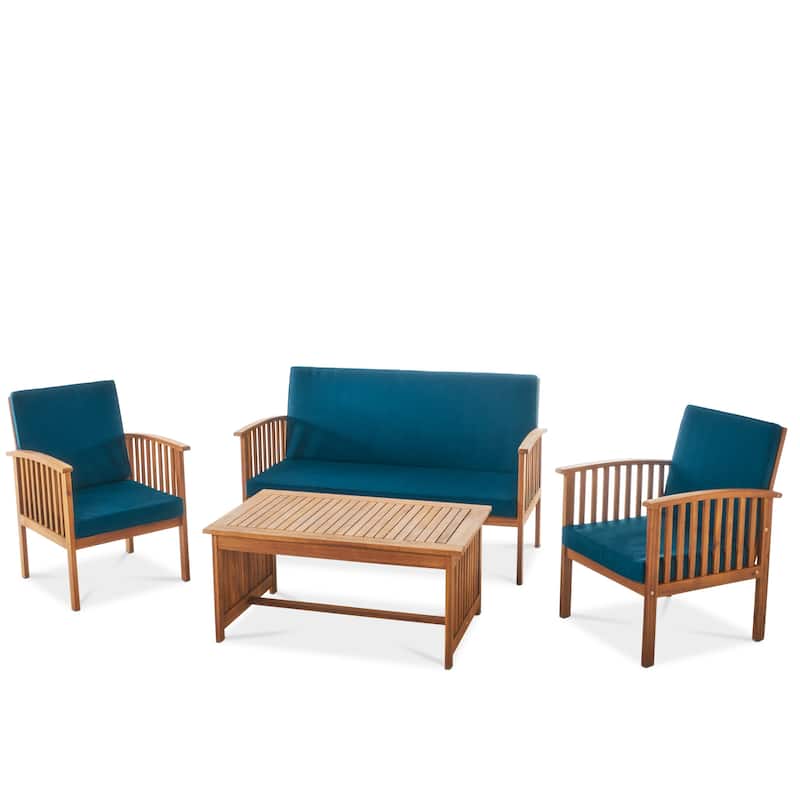 Christopher Knight Home Carolina 4-Piece Outdoor Acacia Sofa Set - Stylish & Cozy Patio Seating