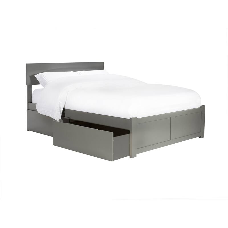 Platform Bed - Storage Drawers & Flat Panel Footboard - Modern Bedroom Furniture