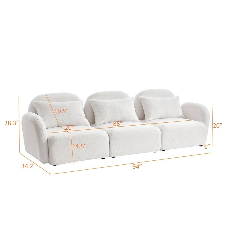 Living Room Furniture Three Seat Lazy Sofa Teddy Fabric
