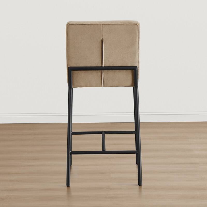 Spruce & Spring Velvet Tufted Counter Bar Stool with Metal Frame